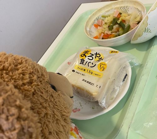 🧸「こんにちは！にゅういん５かめのくま太郎とままなの！🧸
きょうはついかのけんさのおはなしをちょっとしてあしたからけんさしていくの！
そんなにいたくないけんさだからきがらく、たいいんできるまでにけんさしてもらいたいからたすかりますの☺️

あさのごはんこれだけだからたりなーい！」