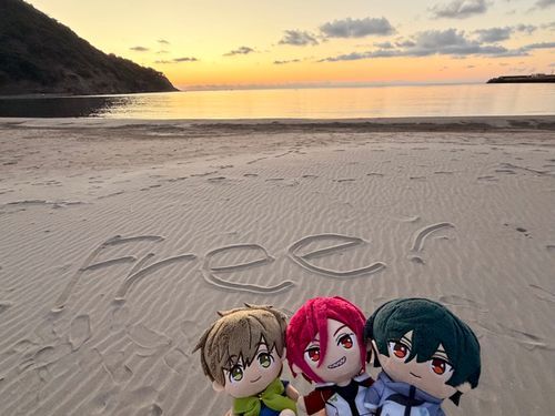 凛｢やっぱ最後はここだよな！｣
真琴｢砂浜が綺麗だったから文字を書いてみたよ。でも大きな木の棒で書いちゃったから字が歪んじゃった😥｣
郁弥｢やっぱり海辺で見る夕日は綺麗だね。今回の思い出を大切にして安全に帰るよ｣