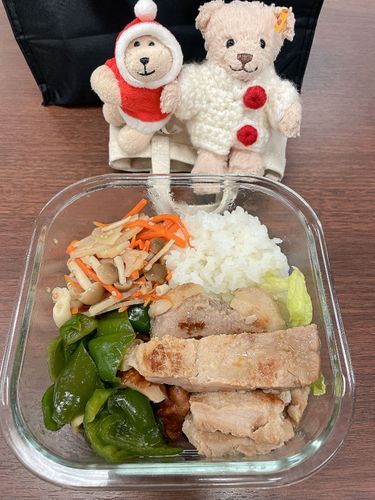 にゅうめんの上に載せてたお肉をお弁当に転用だー🤩
