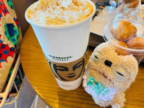 お母ちゃんパンプキンスパイスラテが大好きで、いちばん大きいやつ飲むんだって
あたい2人分くらいの高さ！