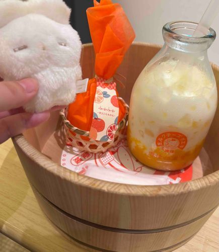 旅行記録その5
こ、こちらはっ！みかんミルクとみかんチーズケーキでございますっ！！わ、わたくしはミルクをいただきましたが、スッキリした味わいでございましたっ！！