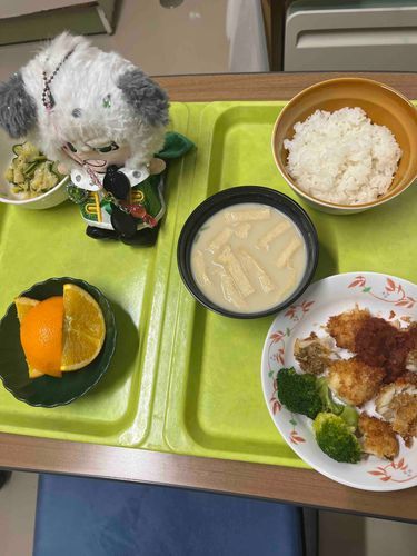 晩御飯にオレンジ🍊だよ〜！
