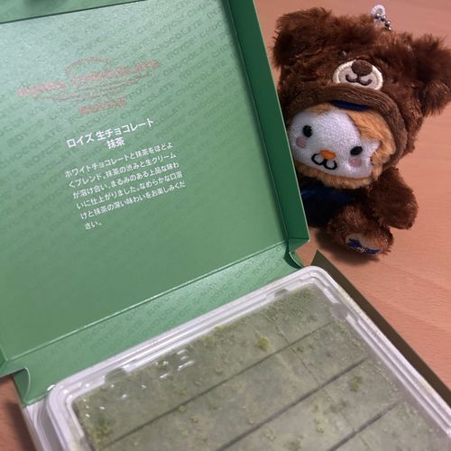 お気に入りのロイズの生チョコレートだぁ〜🍫
抹茶味は初めてなのでワクワクなのだ🐹