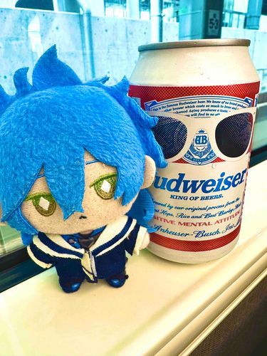 新幹線で一杯🍺
サングラスをかけたかわいいバドワイザーがあったよ🕶️
イデア氏用の🕶️もってくればよかった〜！！！！