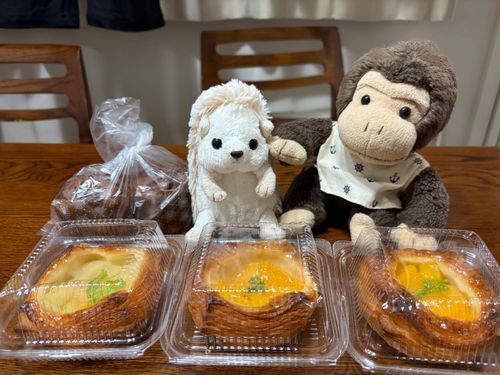 今日のパパのお土産はデニッシュぱんだったよー🍊🥭🍐
チョコマフィンもある、、パパまた太るなぁ🤭
