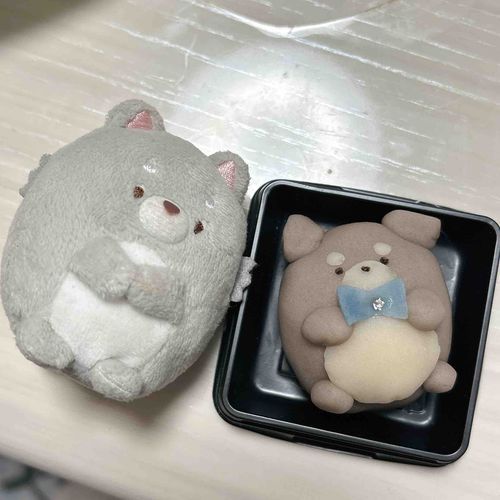 和菓子作り体験で、こがゅをつくりました！かわいい！
