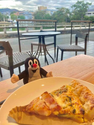 朝ごはんで狙ってたお店がお休みだったんだって。でも景色の良いスタバがあってよかったね〜