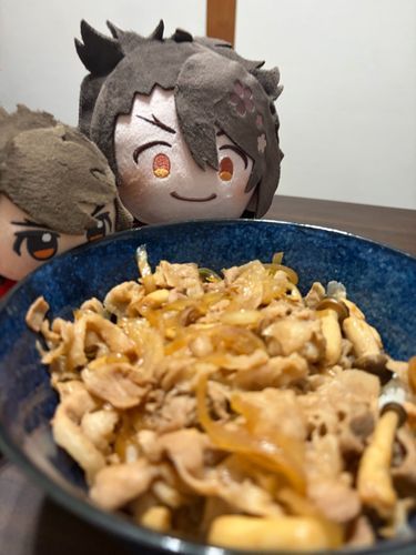 3/26
本日の夜ご飯は豚丼です‼️
味の決め手はしょうゆです

むっちゃん達が欲しそう見ていたので、一口ずつあげたらおいしそうに食べていたね🥰
明日は今度こそ満開な桜見に行こうな🌸