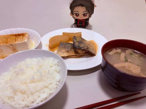 4/12
本日の夜ご飯は鯖の味噌煮です！
隠し味は砂糖大さじ２です！

かしゅうくんが夜ご飯、鯖の味噌煮が食べたいと話していたので、大根の味噌煮と鯖の味噌煮作りました！美味しそうに食べてたなぁ〜🥰🥰