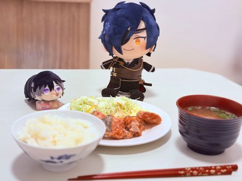 今日の夜ご飯はシャケの竜田揚げを作りました‼️

そんなに見つめても2人には一個ずつしかあげられないよ😌