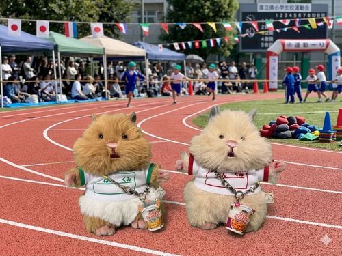 運動会でち！運動会でち！📣
お昼ご飯はカップヌードルでち！🐹🍜