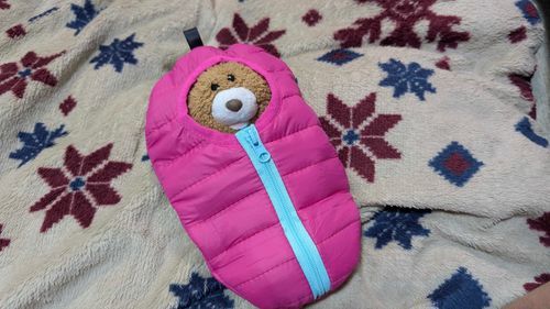 ぬいぐるみ用の寝袋のガチャガチャをしてもらったよ
ジャストフィットで気持ちいい

(アーモンドまろ助)