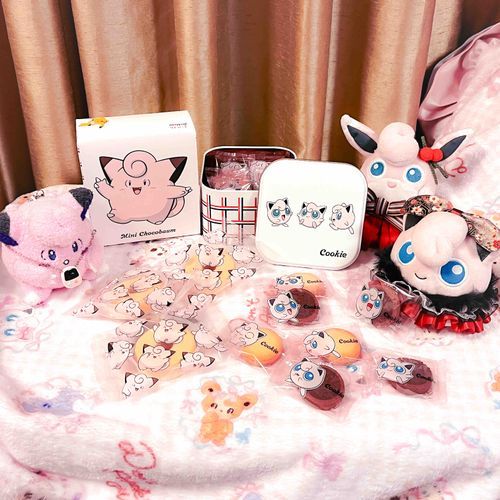「ユーハイムのコラボ〜！見た目も可愛いし美味しいね！」「中の袋にもピッピさんとプリがたくさんいたよ！」