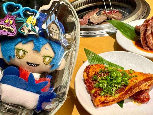 個室（ぬい用）からの風景です
お肉を焼いて頂いています