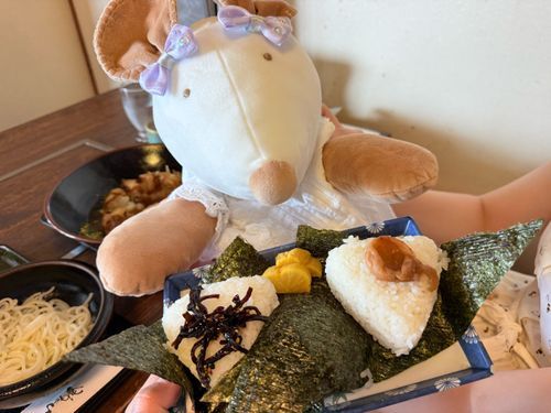 ねずたんおむすび二刀流したよ🍙🍙
