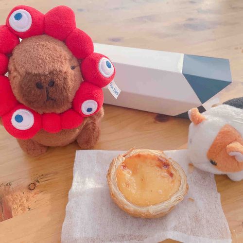 また万博に行ってきたですよ😊
このミャクミャクの被り物、僕にもいそべーさんにもぴったりでした🤗
そして、主ちゃんはポルトガルのエッグタルト食べてた！
たまごとバターのいい香りがしたよ😋