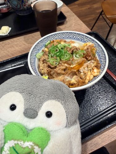 みて〜！よしのやのつきみぎゅうとじ！🍚おいしかったなぁ…