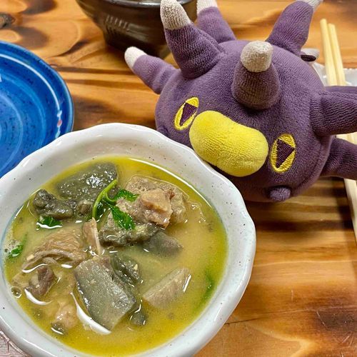 ウミガメの煮物を食べました。ウミガメのスープを飲んだ時絶望しないと良いね🐢
