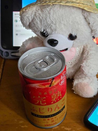 りんご　握りつぶした　汁みたいな味がする👅🍎