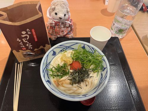 冷やし明太子クリームうどんとうどーなつ食べたよ！冷やし明太子クリームうどんはレギュラー化なのかな？