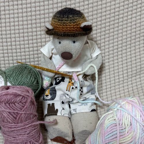 くーちゃんのおともだちに おそろいのバッグあんでる 🧶