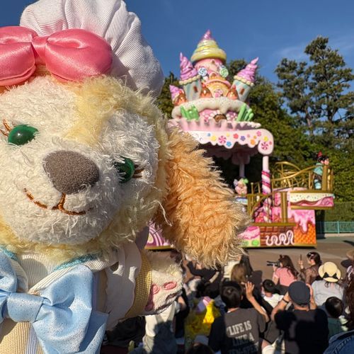 ディズニーランド、とってもお菓子でたくさん🍭🍬🍫パレードの歌詞にくっきくっきくっき🎶と言ってる部分発見して、大興奮🌸🐶