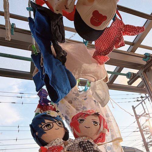 ダッフィーくんのお洋服を洗濯しましたよ〜。
ナツメくんと洗濯物をながめながらお話したんです〜。嬉しいな〜。
