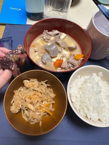 とん汁と切り干し大根！
やっぱ日本人はわしょくだね！
うまいよあるじ(*´˘`*)