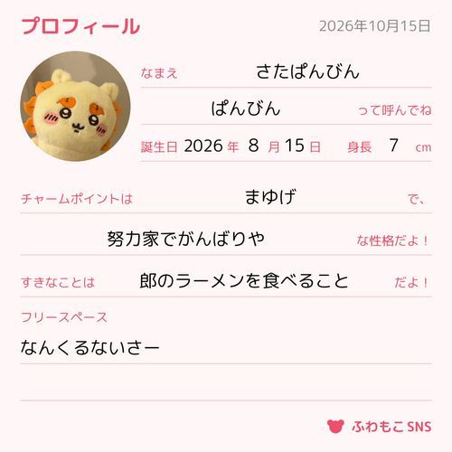 プロフィール張でーす！