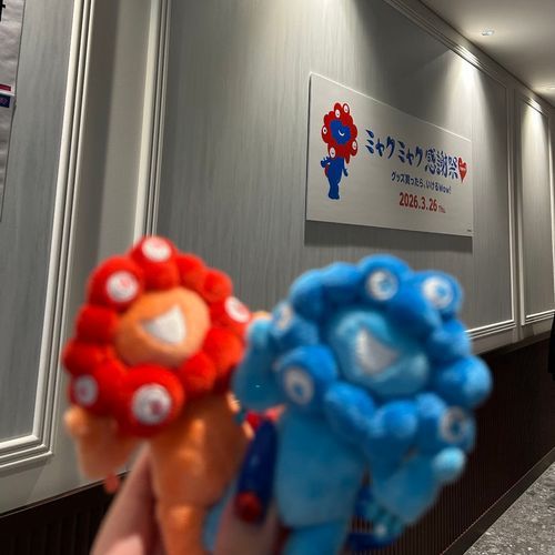 ミャクミャク感謝祭に行ってきたよ
ミャクミャクカラーの赤と青と一緒に見に行ってきた❤️💙