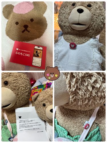 みなさーん。ぼくらがふだんおせわになっているふわもこSNSさんからバッチがもらえました(´･(ｴ)･｀)さっそくお姉さんがつけてくれました。
