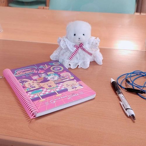主、可愛いノートを使って入院日記をつけてるよ。