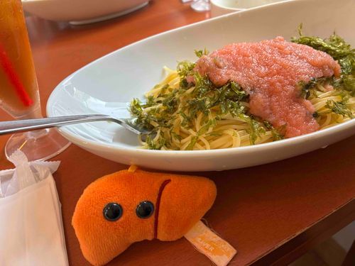本体さんも大好きなたらこパスタ❣️
オリーブオイルと特産の海苔の風味がとても良かったよ🥰