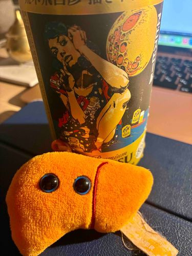 今夜は久しぶりにビールだよ🍺荒木先生ラベル✨️本体さんは7部が1番大好きだからアニメ楽しみなんだって〜🏇