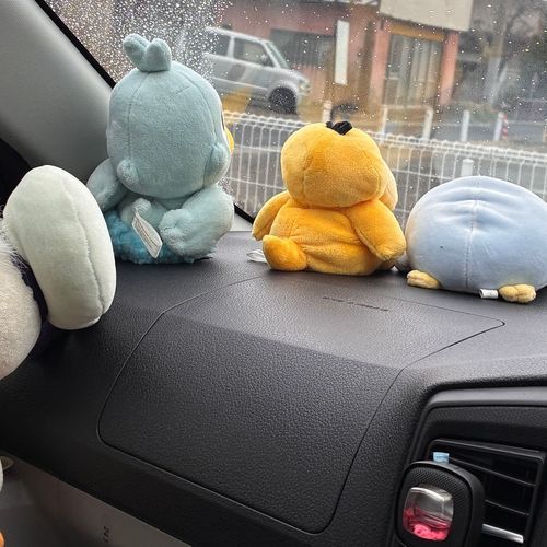 私の車にいるぬいたちの後ろ姿