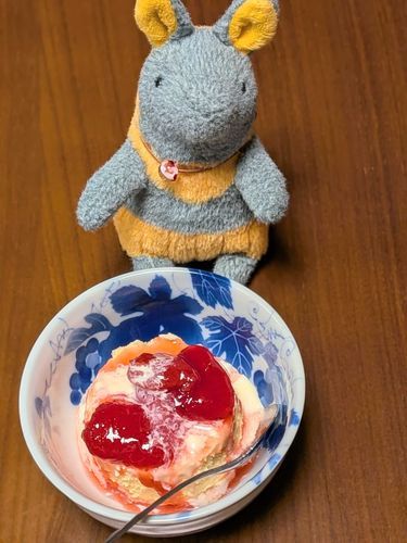 今日のおやつはジャムかけアイスなのだ！