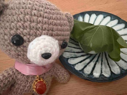 柏餅を食べたよ！🎏
中はこしあん、葉っぱの香りが春！って感じ☺️
もちもちで何個でも食べれる！季節限定おやつ🐻🥰