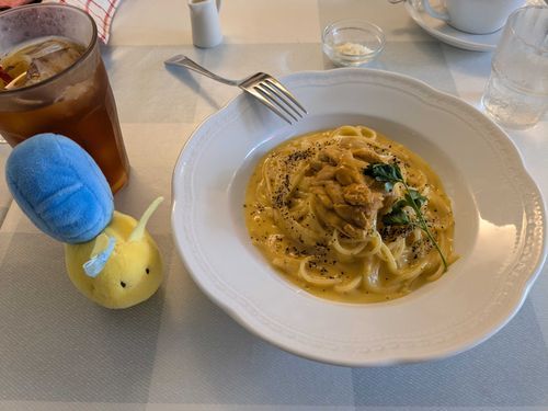 「このウニクリームスパゲティ、大好きなんだ💕」