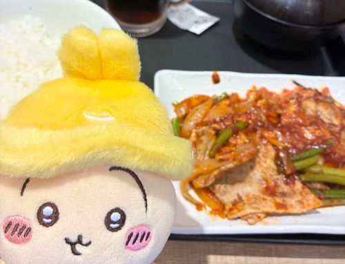 この前食べた松屋の豚キムチ定食！味が濃いから暑い日向けだな〜🐰🍚