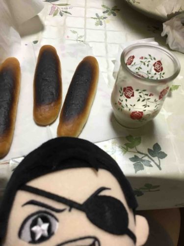 ごろう
ヒッヒヒー‼️久しぶりのワシやで〜。ワイちゃんの家では、最近いろんなパン🍞を温めて食べるのが流行ってな〜スティックパンを温めたら、ごっつアマアマなって美味いって親父はんの言う通りにやったんやけどー焦がしてしもたぁ