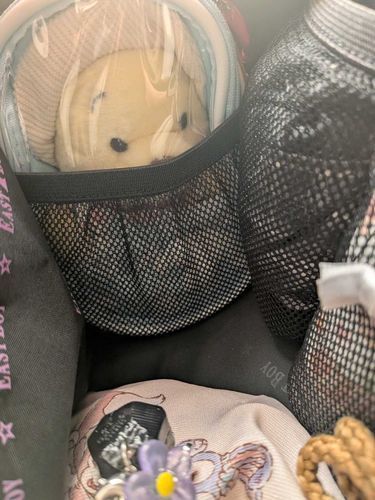 持ち運びポーチに入れてスクバにつけてたらこの前の雨でプーがびちゃびちゃに濡れちゃったから、スクバの中にプーを入れてたらミチミチになっちゃって心なしか怒ってるように見える...

ごめんねぷー、汚れちゃうからスクバの中なんだよ。ゆるしてね😭