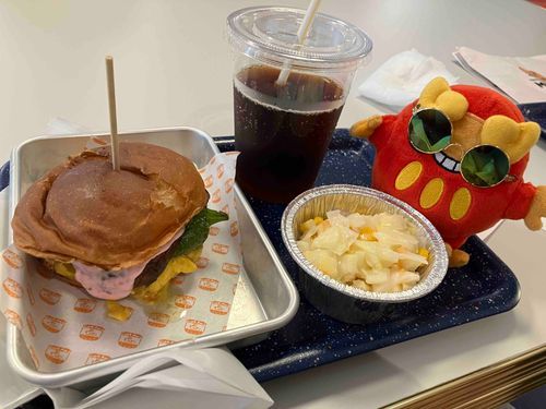でけーとうがらしのはいったハンバーガー🍔にんげんはぜんぜんからくないっていいながらくってた。