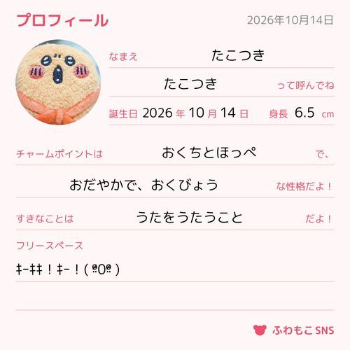 たこつきちゃんとSNS始めました‪(*∩´꒳`∩*)
とっても純粋で頑張り屋な子なのでぜひ見守ってあげてください🎶