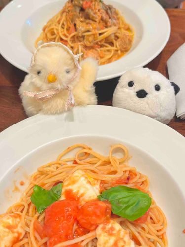 江長くん、ぴよさん、パスタだよ。
デザートにケーキもあるからね🎂