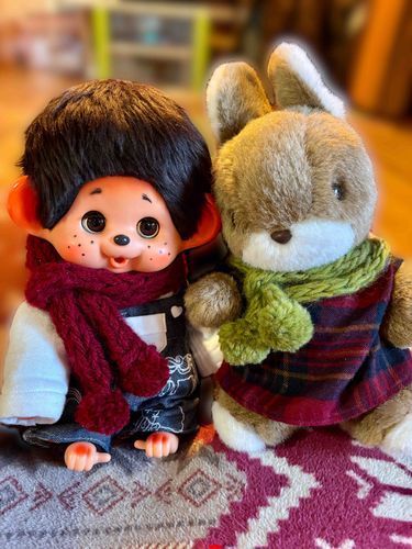 マフラー🧣あったか〜い🐵🐰👍