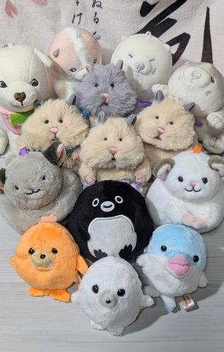 世界動物の日なので動物ぬい並べた(ここに写ってない動物ぬいもいる)