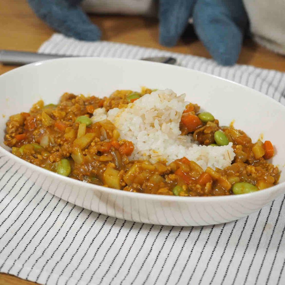 みてみて〜！
飼い主がサメさんカレー作ってくれた！

でもキーマカレーだから砂利の中を泳いでるみたいなの
普通のカレーの時も作って！！