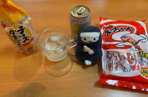 酒盛りニンニン🥷✨持ち主さんと2人酒🍶おつまみも用意完了也！