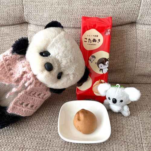 こたぬき🐾っていう
くまもとのおみやげもらったよ〜❣️ひとくちさいずでかわいいよ❣️
