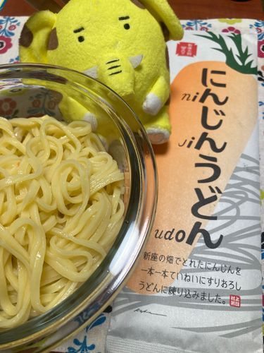 ゾウキリンとにんじんうどん、おいしい！🥕